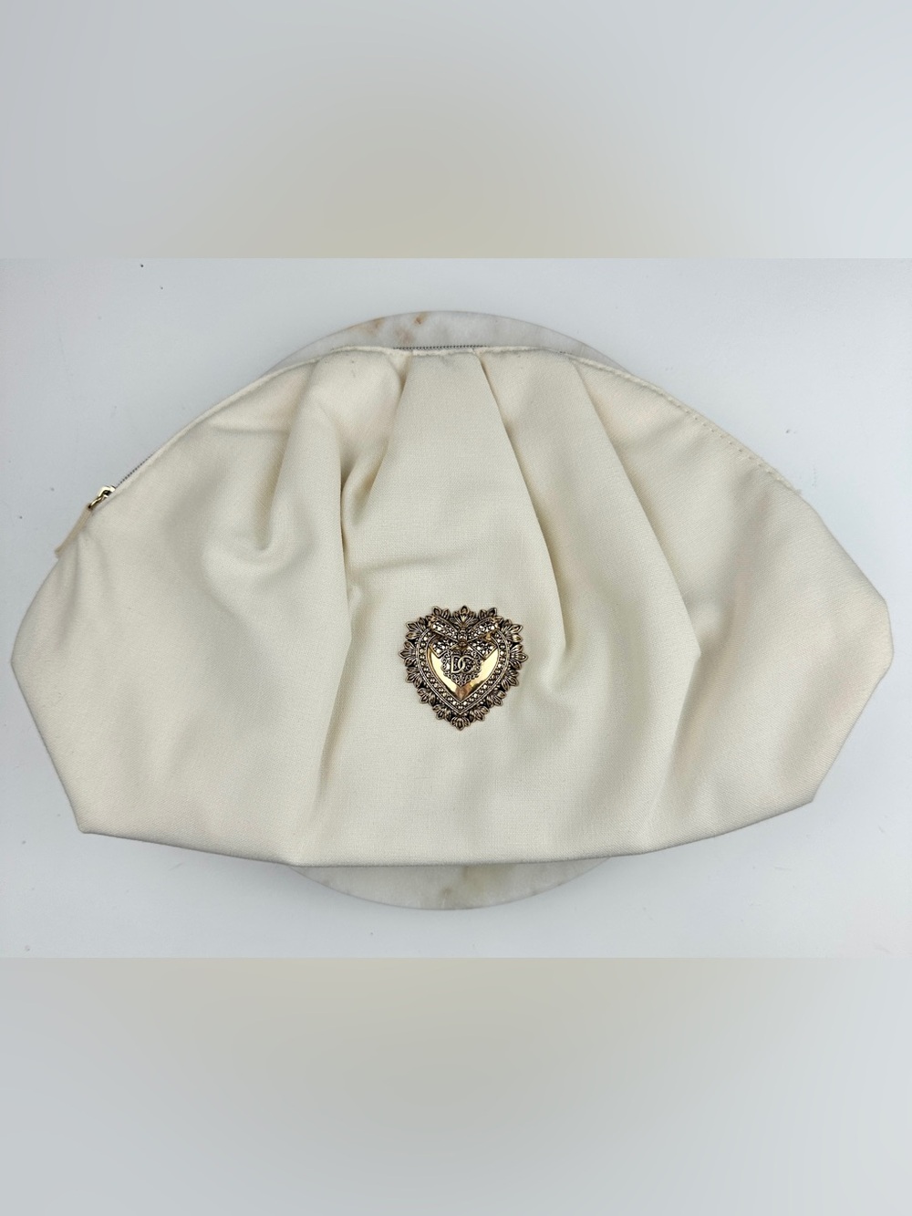 Dolce & Gabbana Devotion Sacred Heart Ivory Cosmetic Bag Clutch Pouch NEW